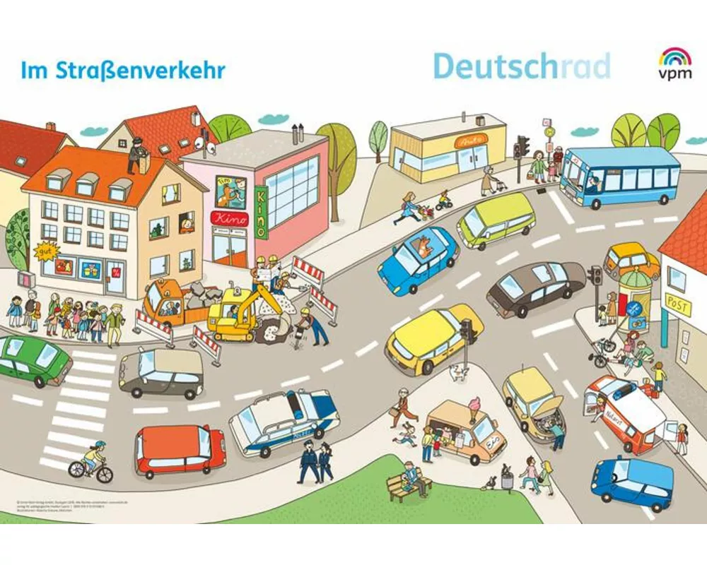 Deutschrad 1/2. Poster Wimmelbilder Klasse 1+2