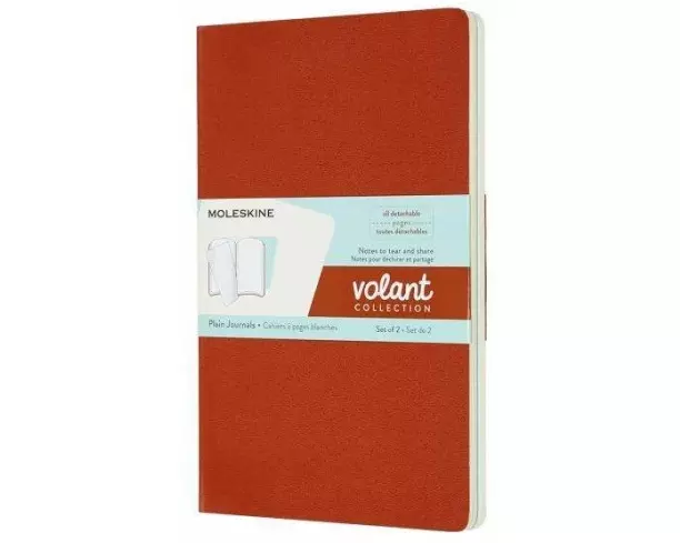 Moleskine Volant L/A5, 2x Set, Plain, Soft Cover, Coral Orange, Aquamerine Blue
