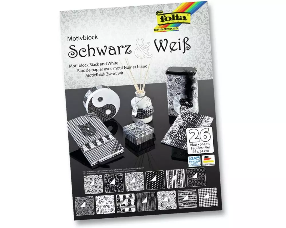 Folia Motivblock Schwarz Weiss Mehrfarbig