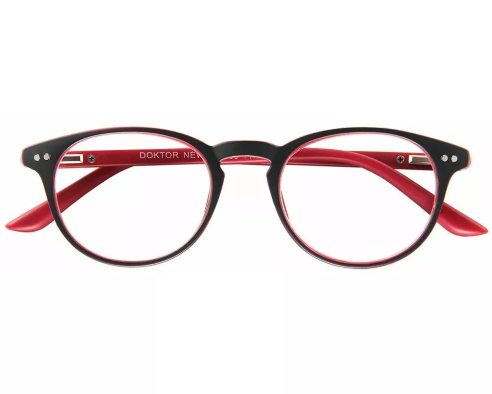 Brille. DOKTOR NEW G66100 grau-rot Kunststoffbrille im Etui mit Federtechnik +3.00 dpt