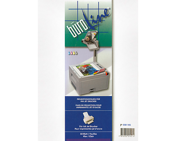 BÜROLINE Projektionsfolie OHP A4 550105 für Inkjet Drucker 100 Blatt