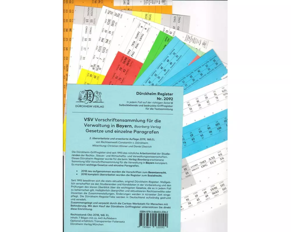 DürckheimRegister VSV BAYERN (2021/2022) Vorschriftensammlung für die Verwaltung in Bayern, BOORBERG VERLAG