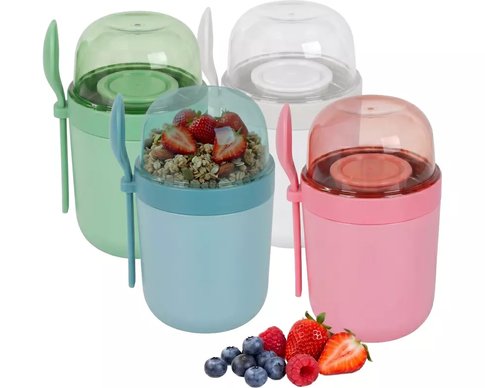 relaxdays Lunchpot to go, 4er Set, Mehrfarbig