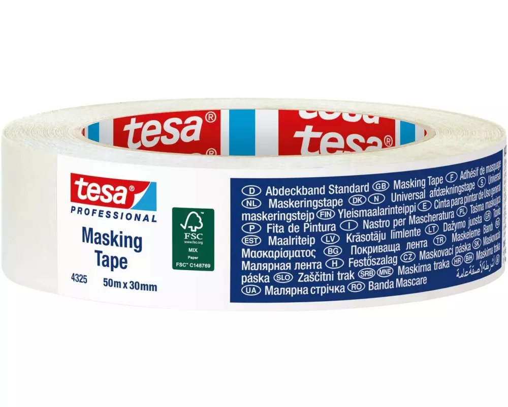 tesa Masking Tape Papier leicht gekreppt Weiss 50 m x 19 mm