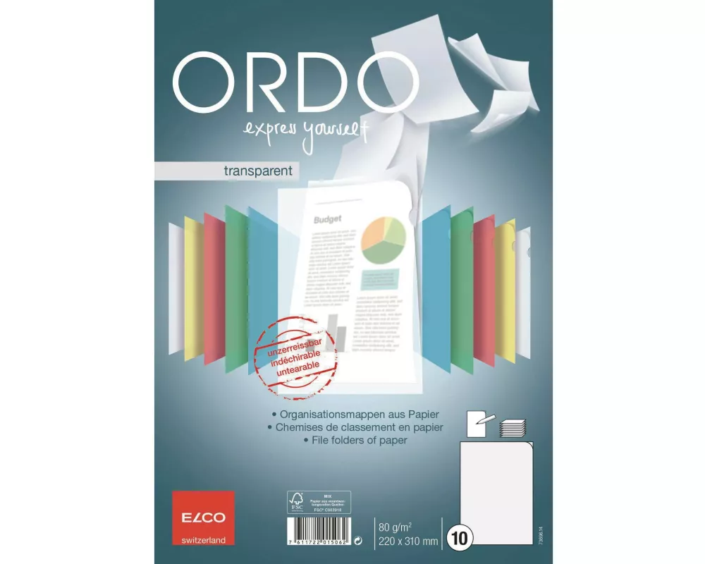 ELCO Sichthülle Ordo A4 Transparent Weiss, 10 Stück