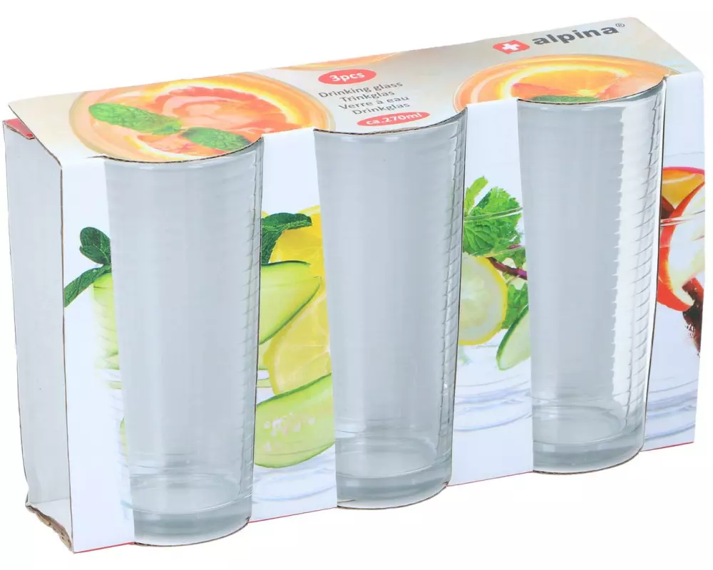 alpina Trinkglas 270 ml, 3 Stück, Transparent