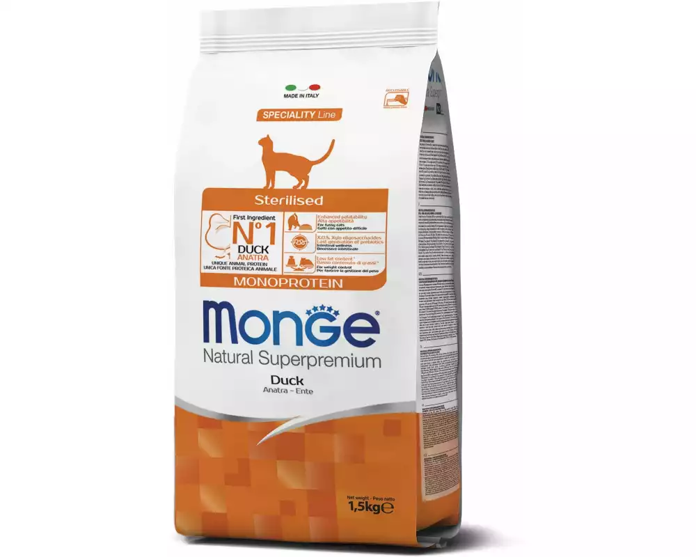 Monge Trockenfutter Katze Monoprotein Sterilisiert Ente 1.5 kg
