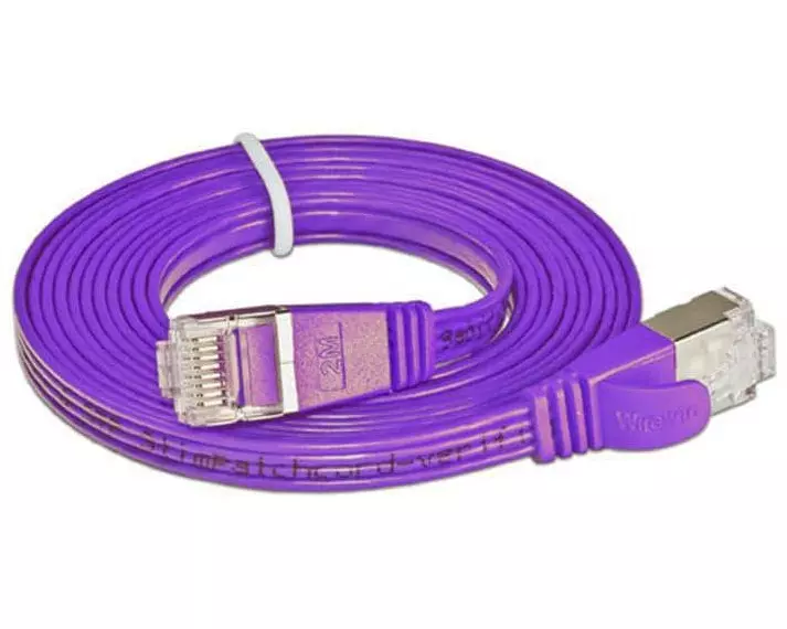 SLIM Slimpatchkabel RJ-45 - RJ-45, Cat 6, STP, 15 m, Violett