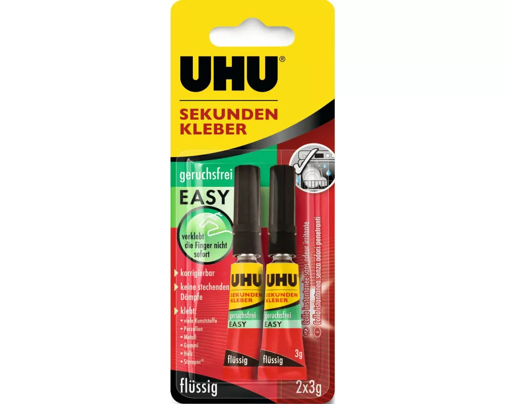 UHU Sekundenkleber Easy 3 g, 2 Stück