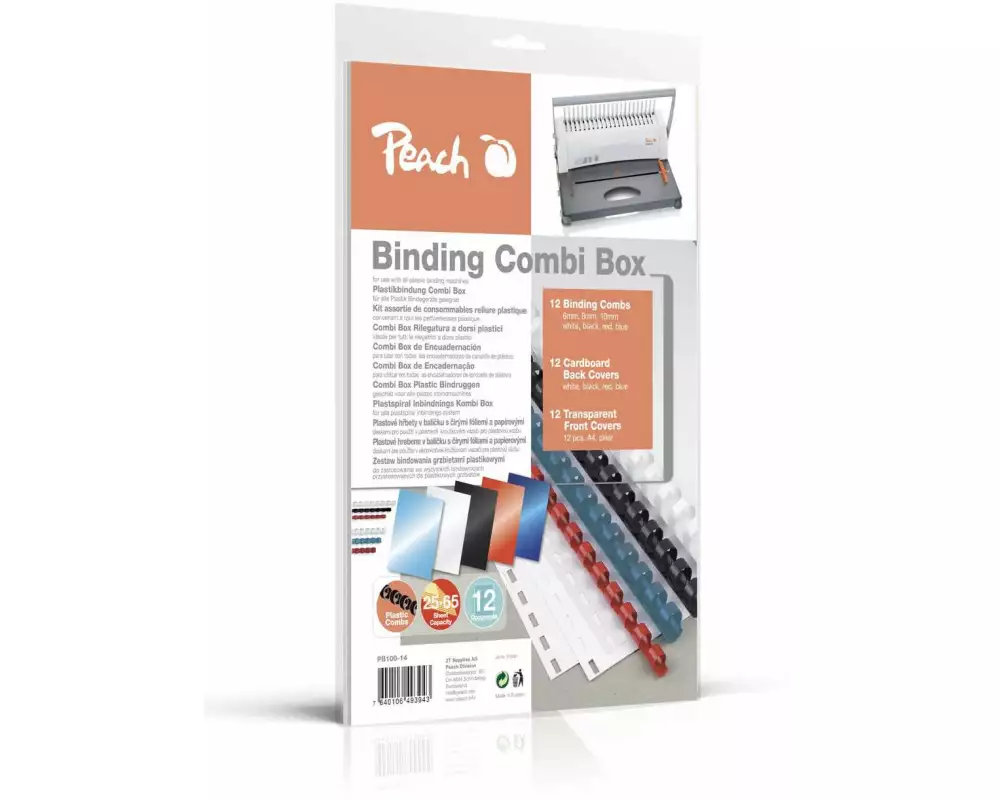 Peach Einbanddeckel Kombi Box A4, 36 Stück, Mehrfarbig