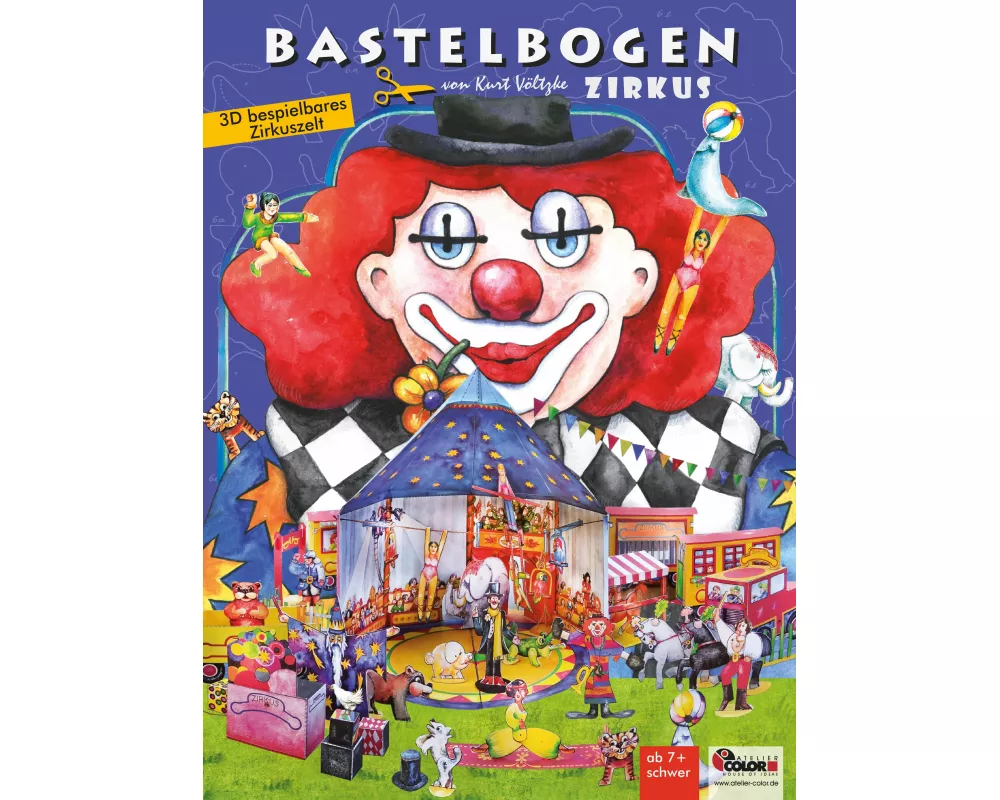 Zirkus basteln mit Kindern Bastelbogen Ausschneidebogen Zirkuswagen