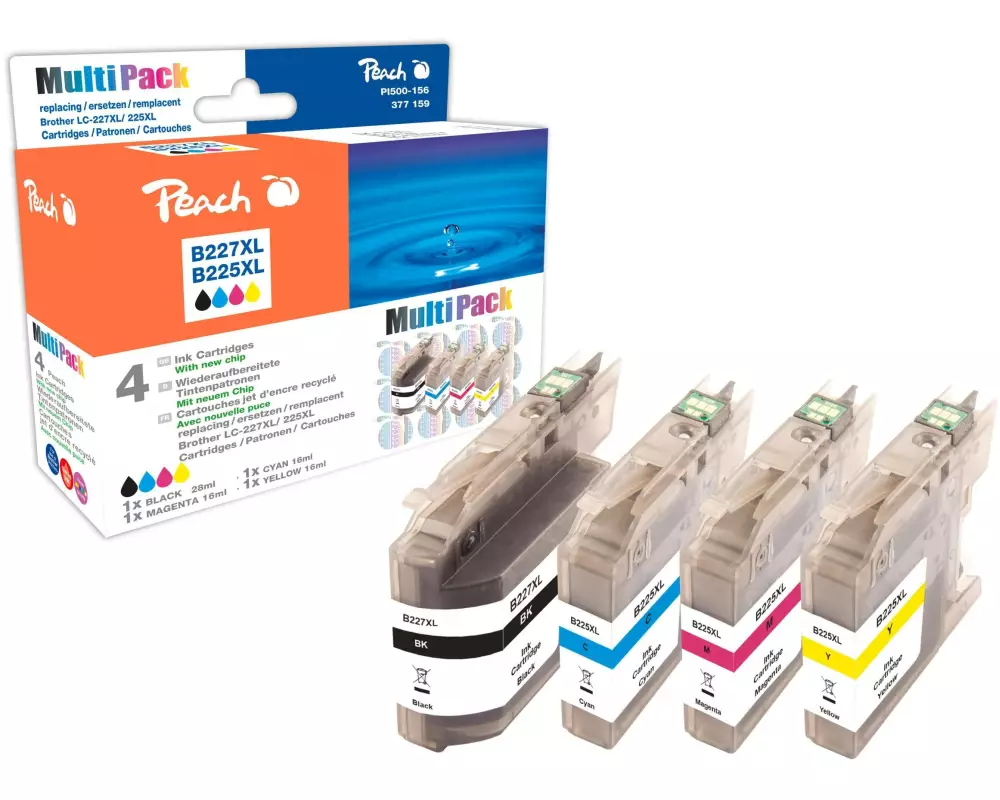 Peach Tintenset Brother LC-227XL / LC-225XL BK, C, M, Y
