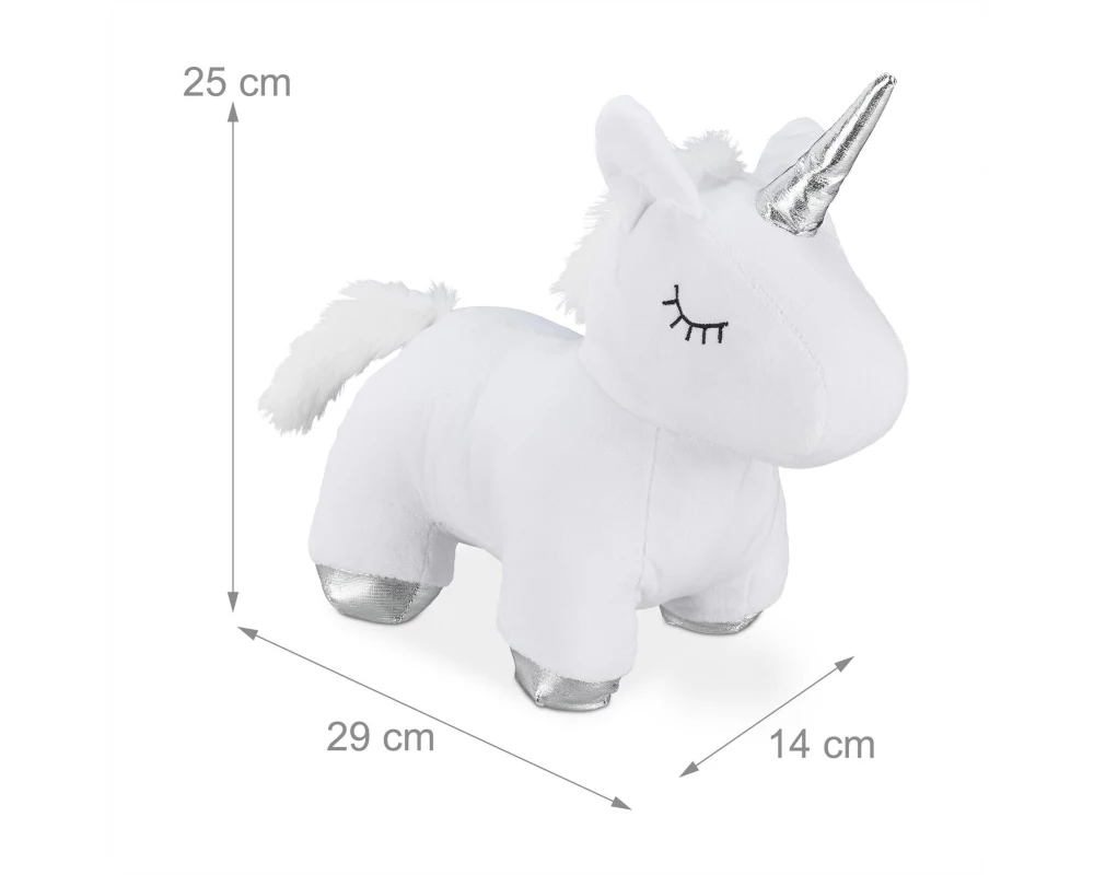 relaxdays Türstopper Einhorn Polyester Sand Weiss Silber