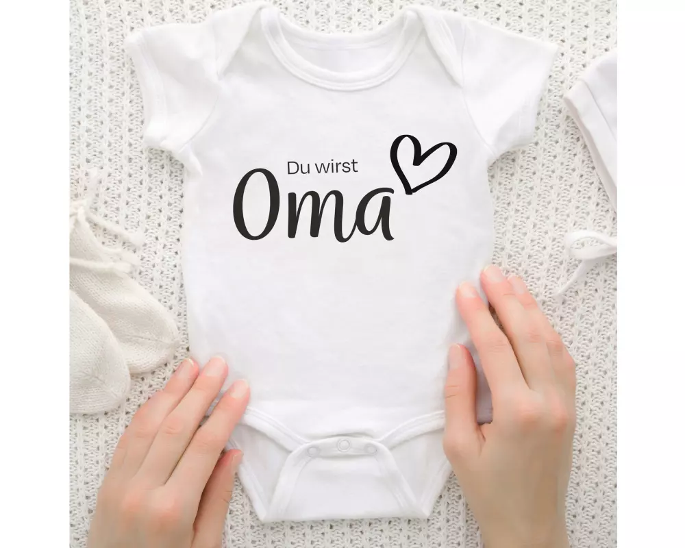 Trendcompany Babybody Du wirst Oma, 62/68, Weiss