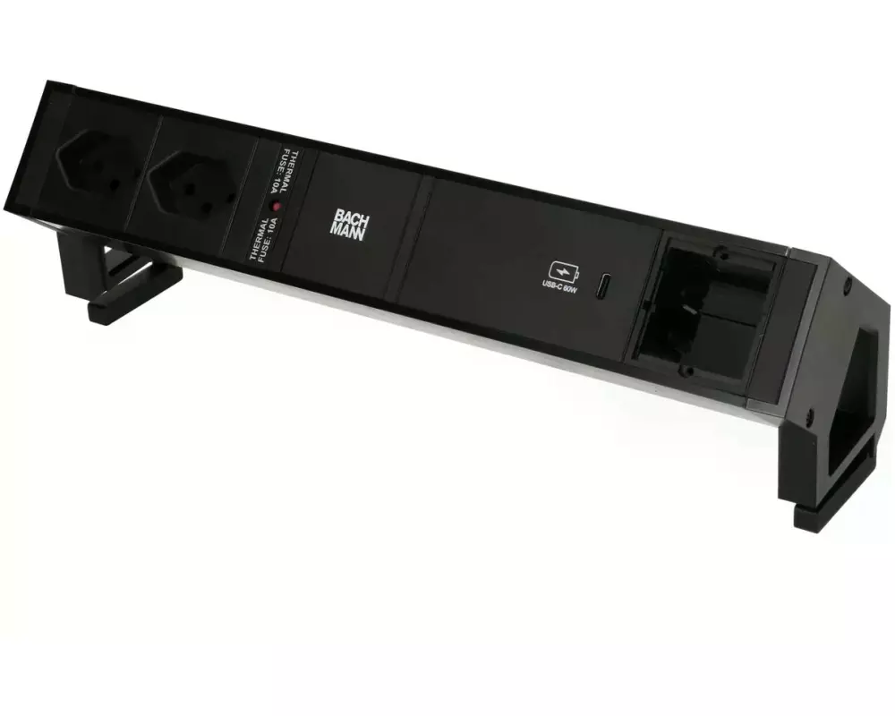Bachmann Tischsteckdosenleiste DESK2 2x T13 1x USB C 60W 1x Leer, Sw