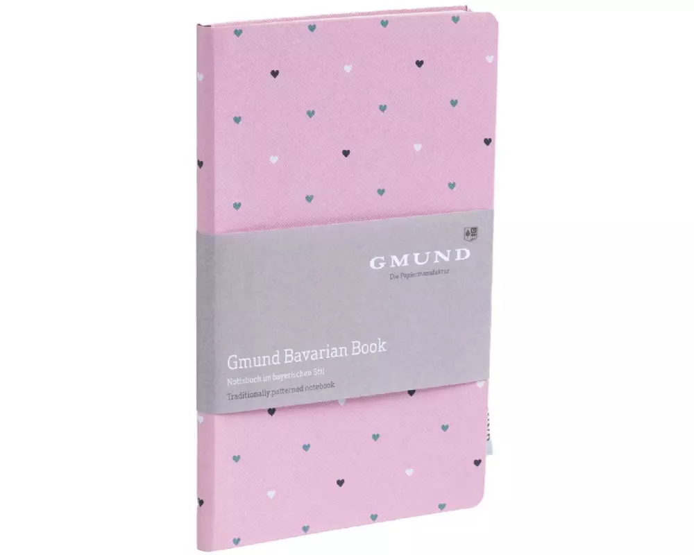 Gmund Notizbuch Bavarian Herzen 13.5 x 20.3 cm, Dot, Rosa