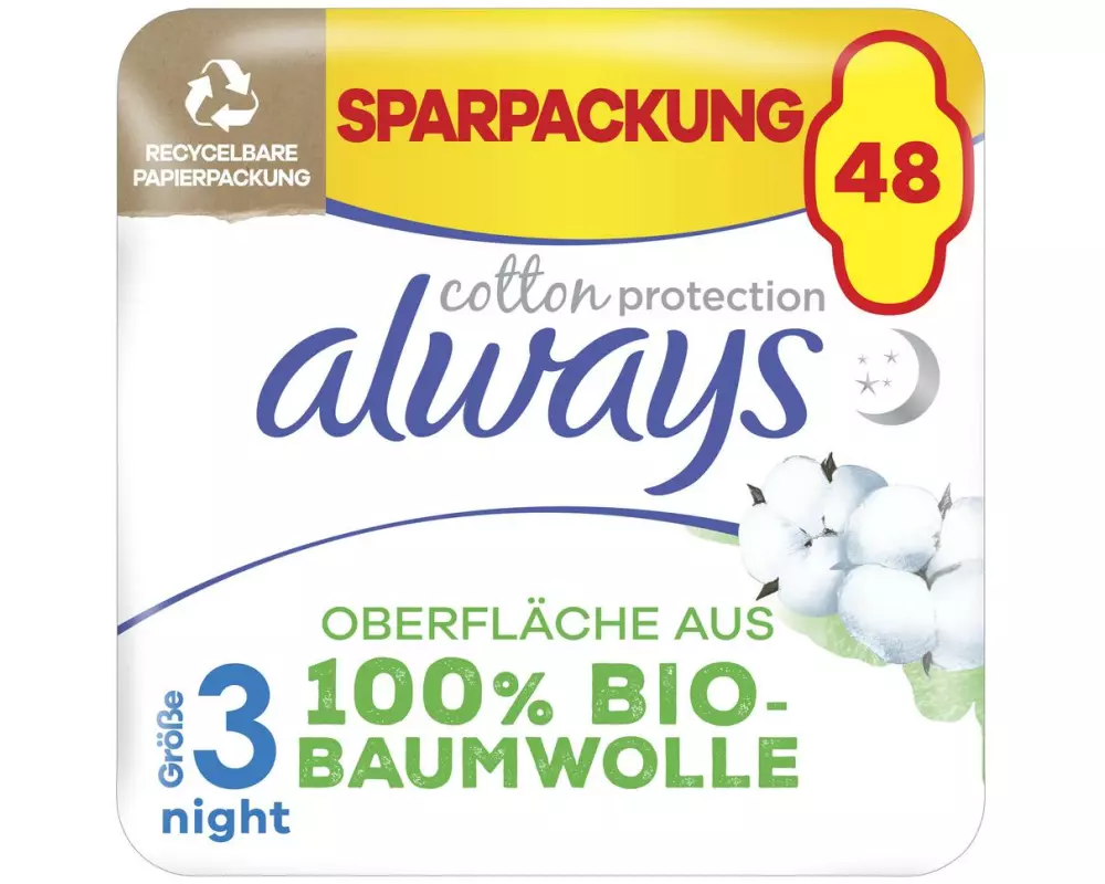 Always Binde mit Flügeln Ultra Cotton Protection Night 48 Stück