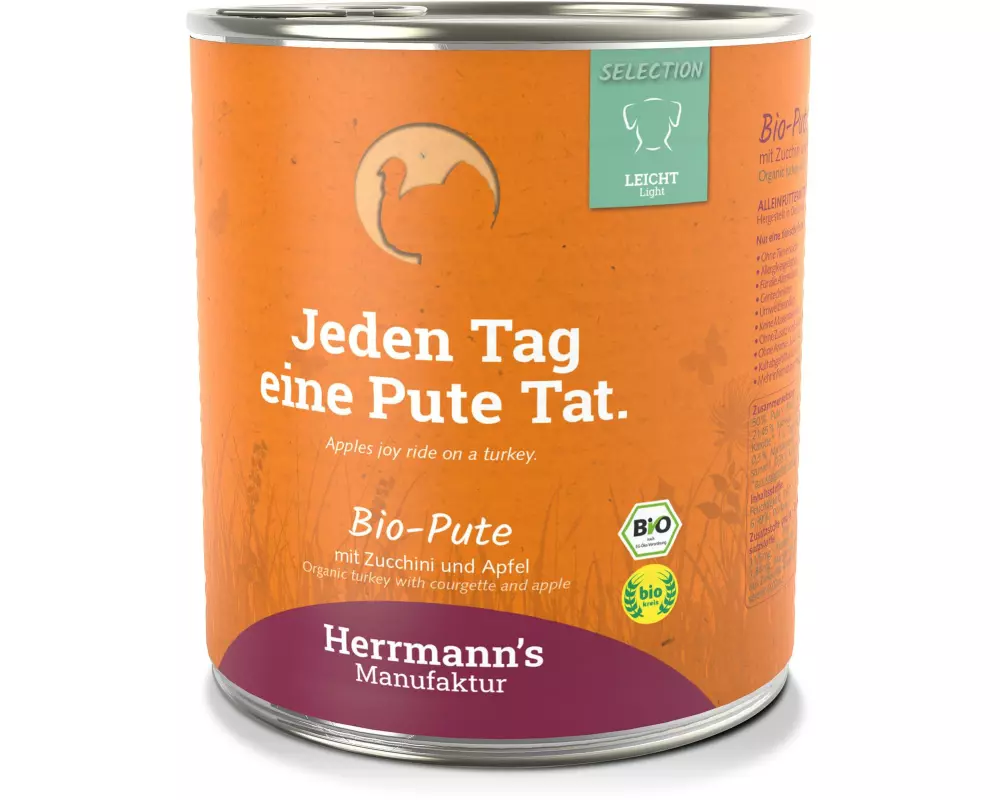 Herrmann's Nassfutter Bio Pute mit Zucchini und Apfel 800 g