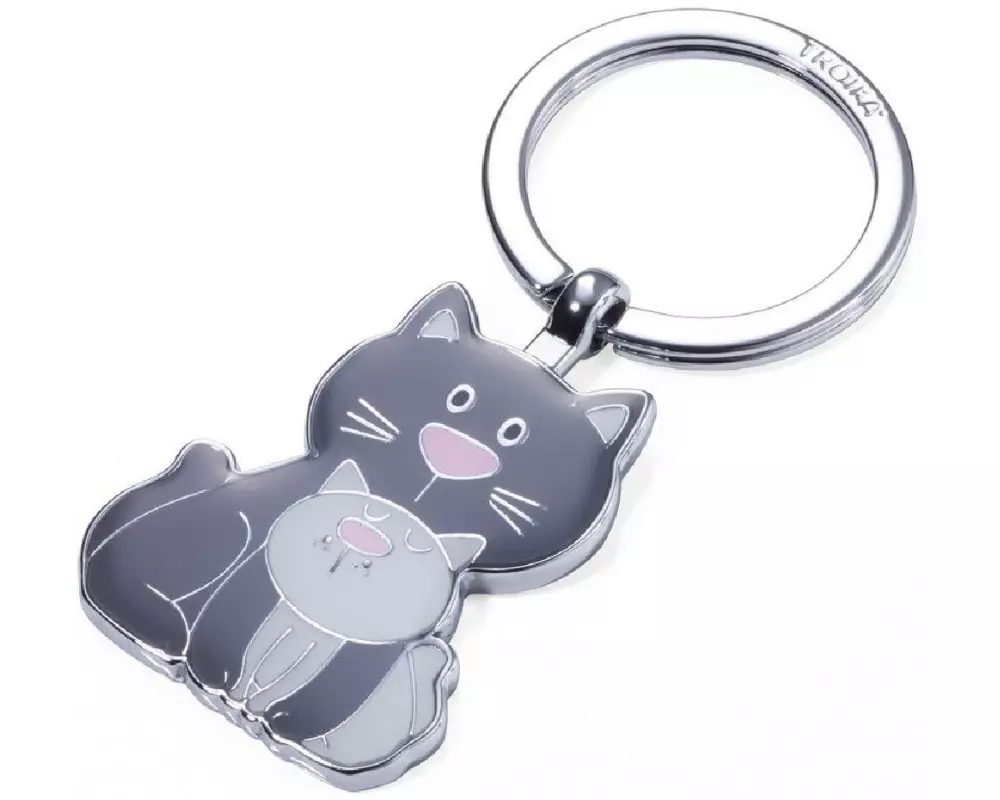 Troika Schlüsselanhänger Cat & Kitty Grau / Pink