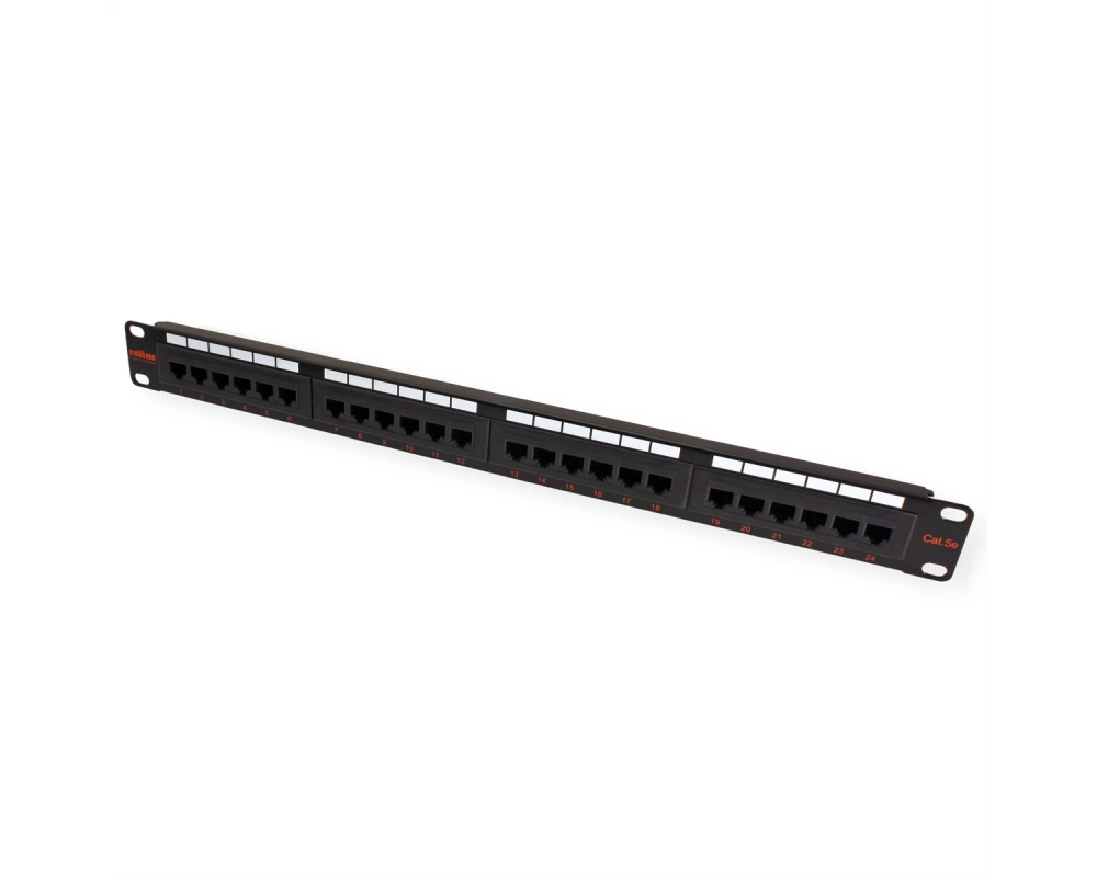 ROLINE Cat.5e (Class D) 19-Zoll-Patchpanel, 24 Ports, UTP, schwarz
