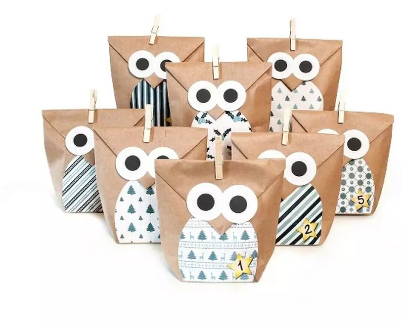 Pajoma Bastelset Christmas Owl Blue, 24 Tüten