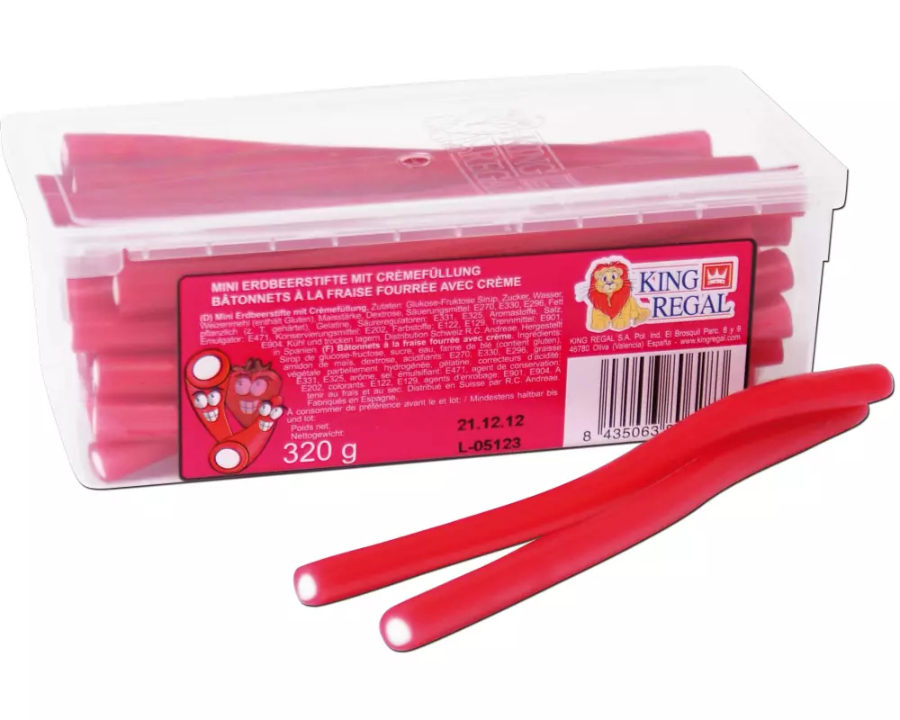 King Regal Gummibonbons Mini Erdbeerstifte 320 g