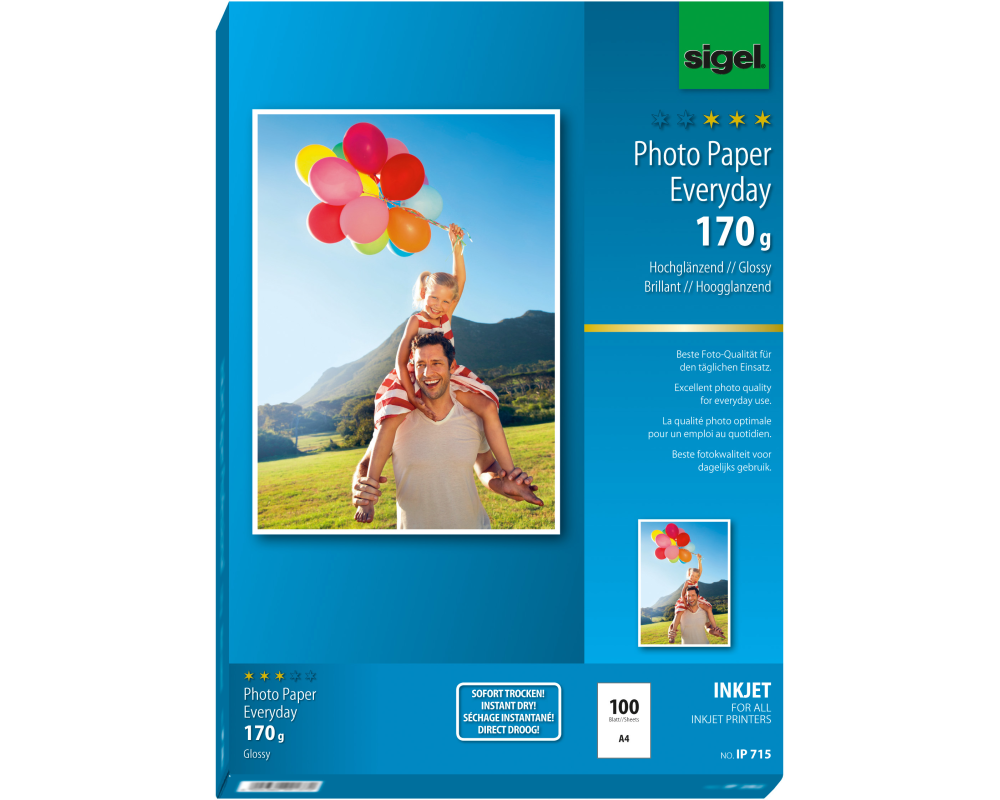 SIGEL InkJet Photo Paper Everyday A4 IP715 170g glossy 100 Blatt