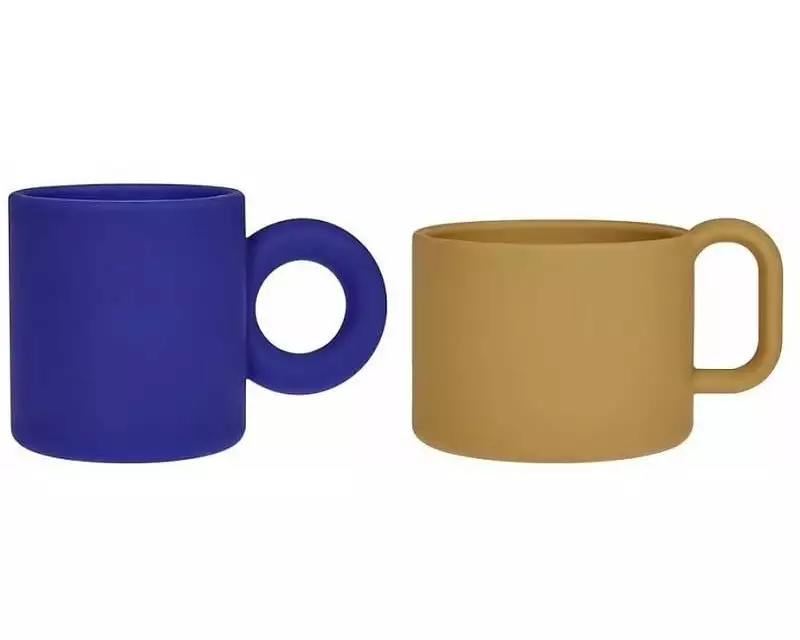 OYOY Kindertasse Nomu 2 Stück, Blau/Senfgelb