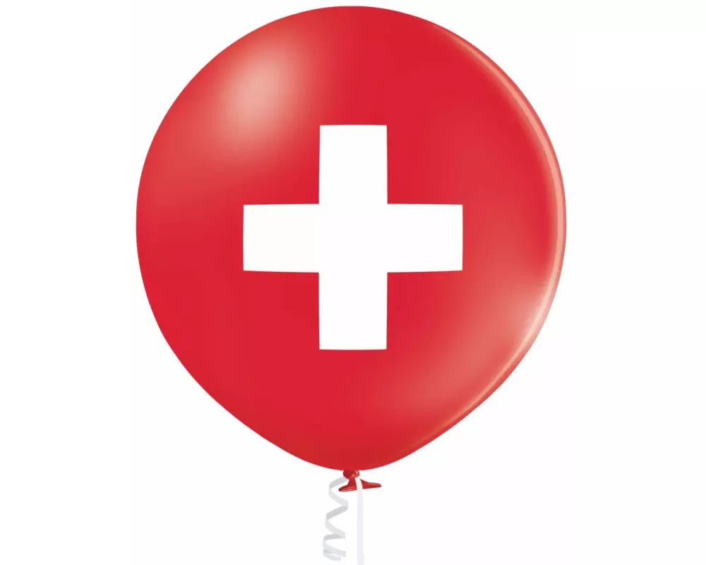 Belbal Luftballon Schweiz Rot/Weiss, Ø 60 cm, 2 Stück