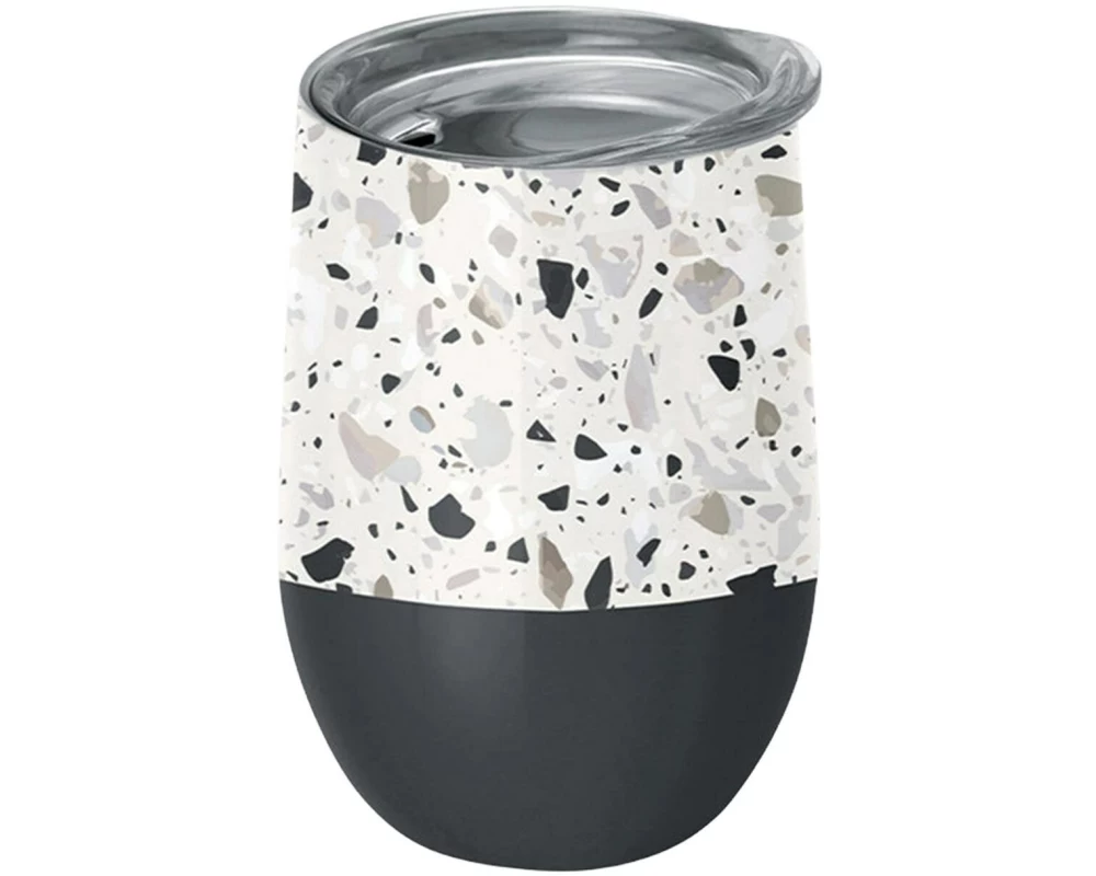 BioLoco Thermobecher Office-Terrazzo 420 ml, Dunkelgrau