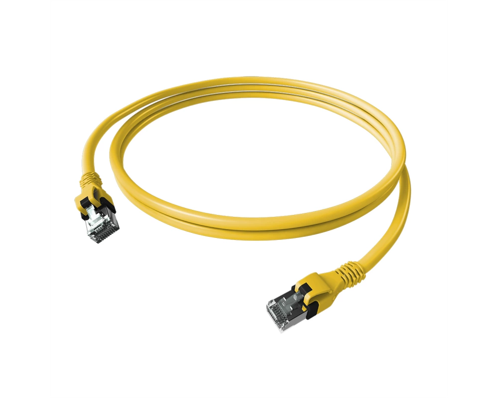 EasyLan DualBoot PushPull IP20 Patchkabel, Cat.6A (Class EA), S/FTP, gelb, 0,5 m