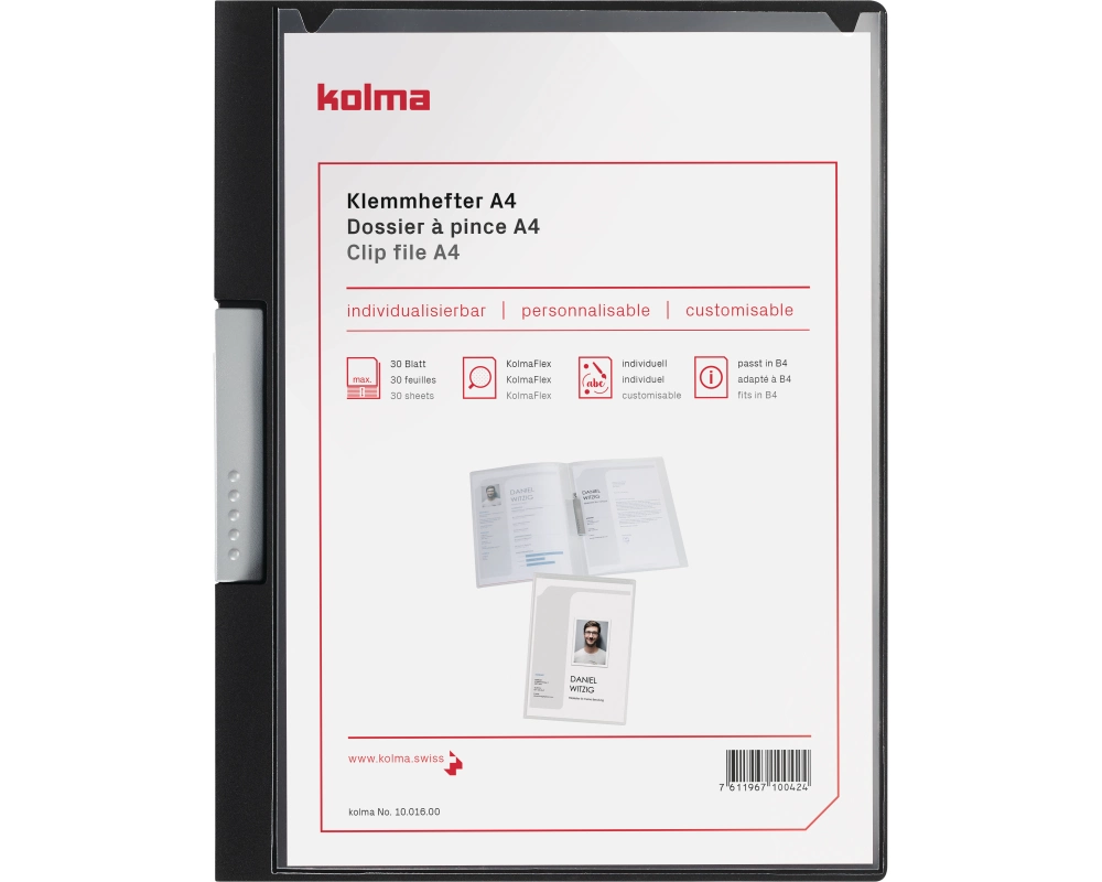 KOLMA Klemmhefter Tender A4 10.016.48 anthrazit, 2-teilig