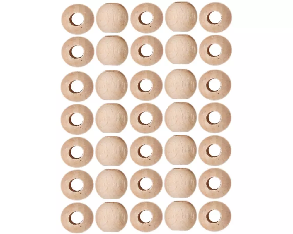 lalana Holzperlen mit Grossloch 10 mm, 35 Stück