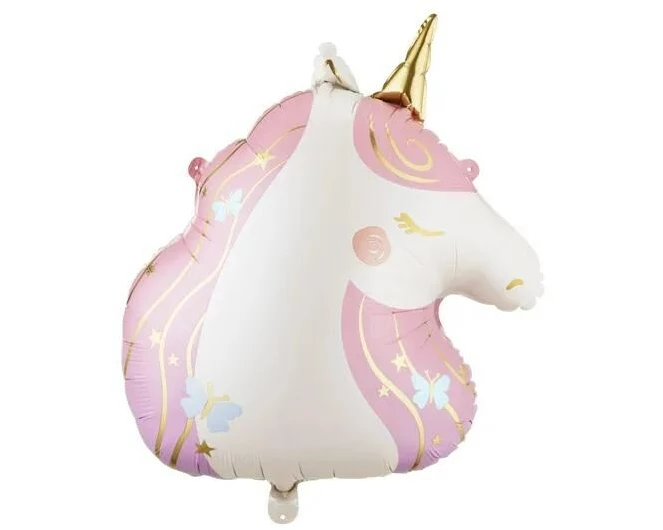 Partydeco PartyDeco Folienballon Einhorn Weiss/Rosa