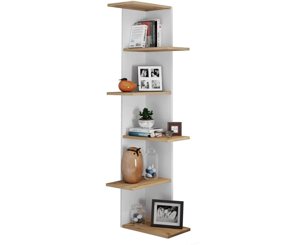 VCM Wandregal Balos XL 140 x 37 cm, Weiss/Honig-Eiche