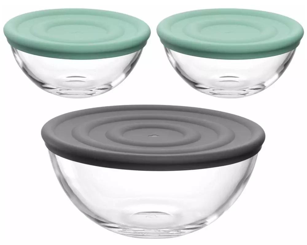 Leonardo Schale mit Deckel Cucuina 3 Stück, Anthrazit/Mint