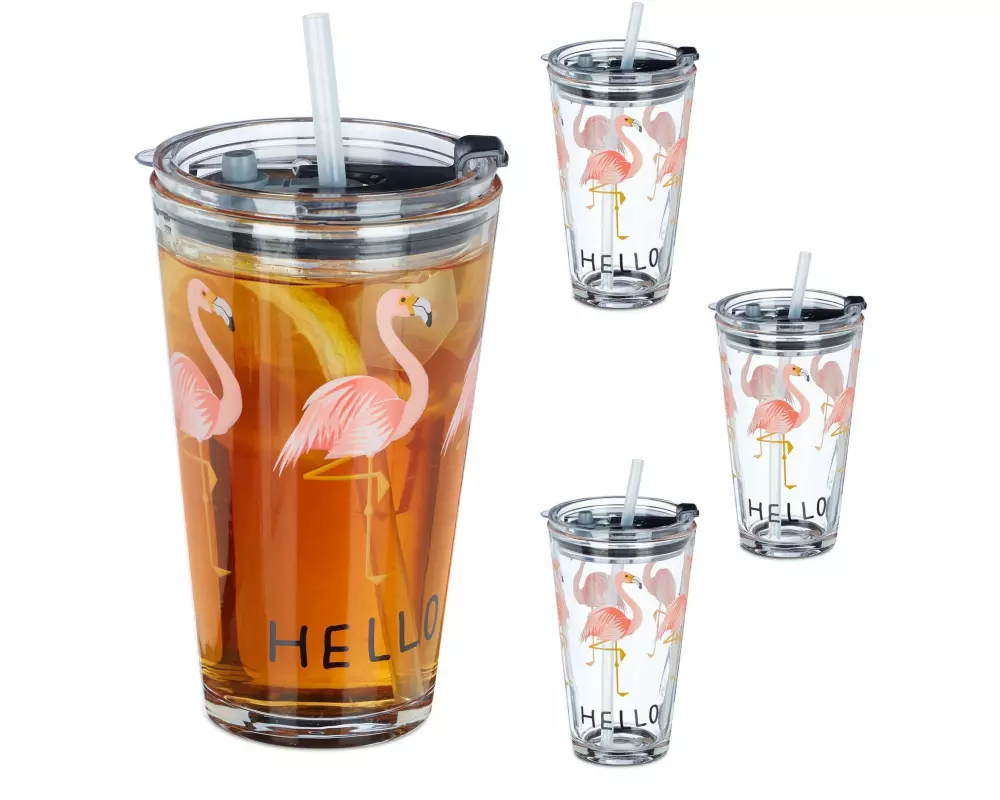 relaxdays Trinkglas 4 Stück, 450 ml