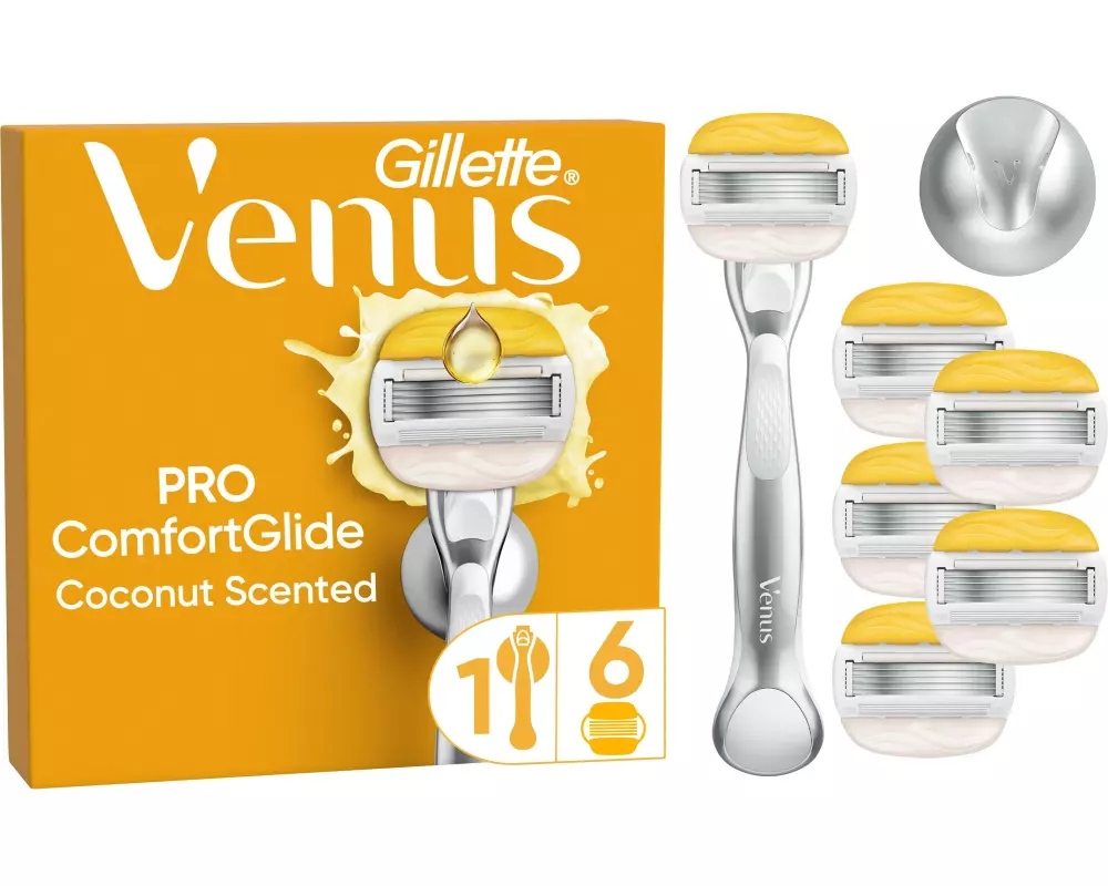 Gillette Venus Comfortglide Coconut System-Klingen (6er-Pack) + Handstück