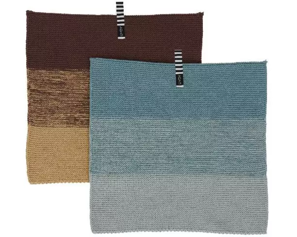 OYOY Abwaschlappen Niji 2 Stück, Dunkelbraun/Hellblau, 25 x 25 cm