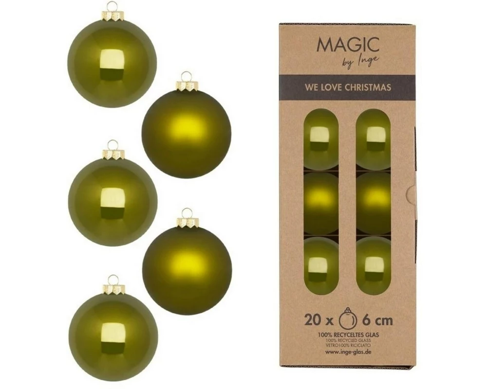 INGES CHRISTMAS DECOR Weihnachtskugel Green Olives 20 Stück, Olivgrün