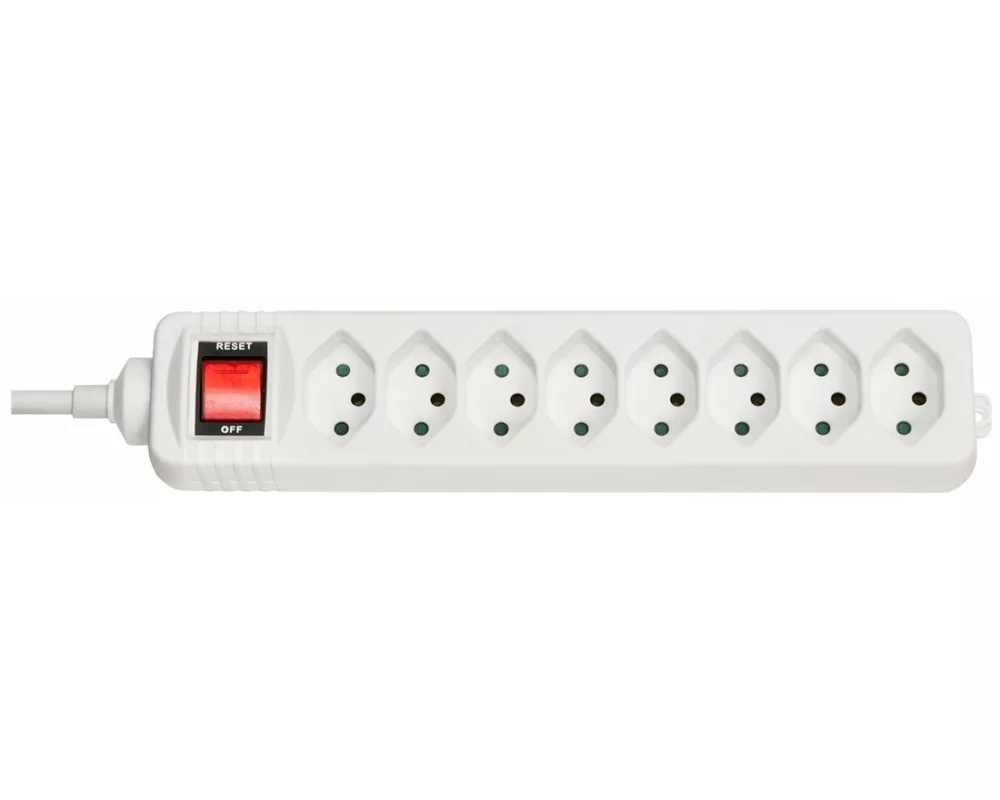 LINDY Mains 8 way gang socket Swiss with switch