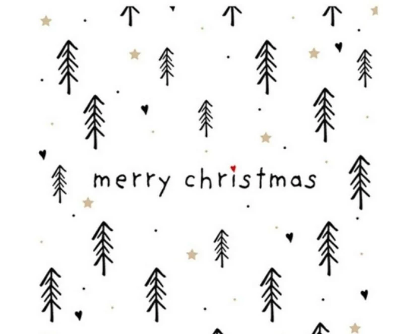 Braun + Company Weihnachtsservietten Trees + Hearts Schwarz, Weiss 20 Stück