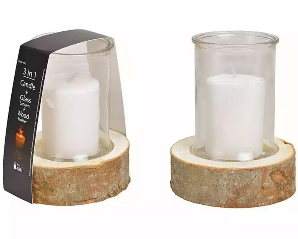 G. Wurm Weihnachtswindlicht 1 Stück 14 x 18 cm, Transparent/Nature