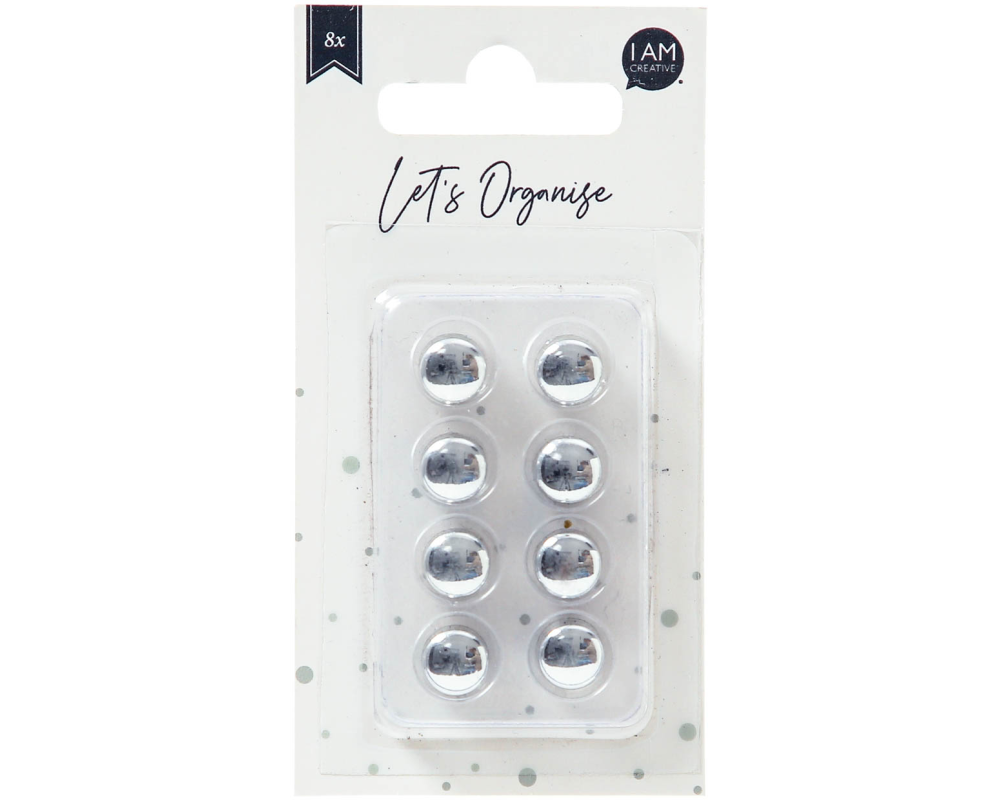 I AM CREATIVE Dekomagnet Let`s Organize MAA4035.38 silber, rund 8 Stück