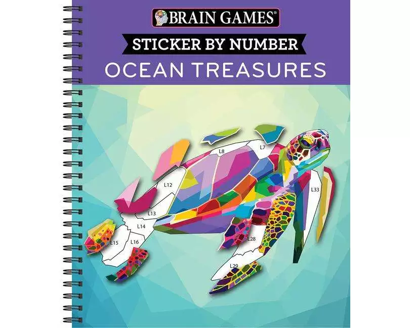 Brain Games - Sticker by Number: Ocean Treasures (13 Images to Sticker)