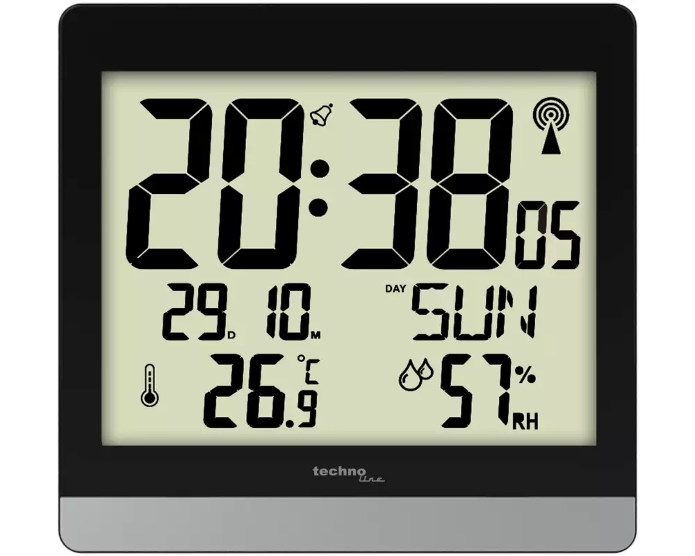 Technoline Funkuhr WS 8014 Schwarz