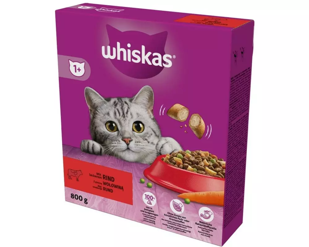 Whiskas Trockenfutter 1+, Rind, 800 g