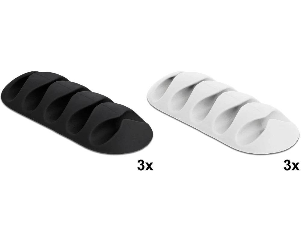 Delock Kabelhalter 66mm, für 5 Kabel, selbstklebend 6 Stück