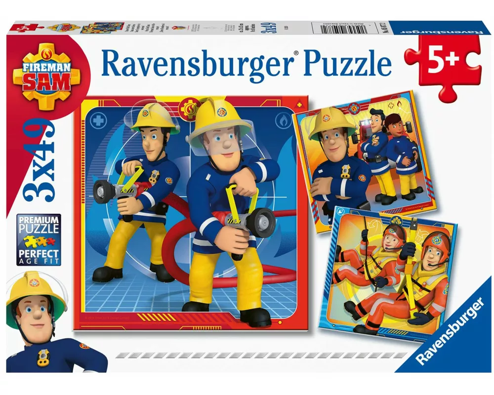 Kinderpuzzle 3x49 Teile - Feuerwehrmann Sam - Unser Held Sam