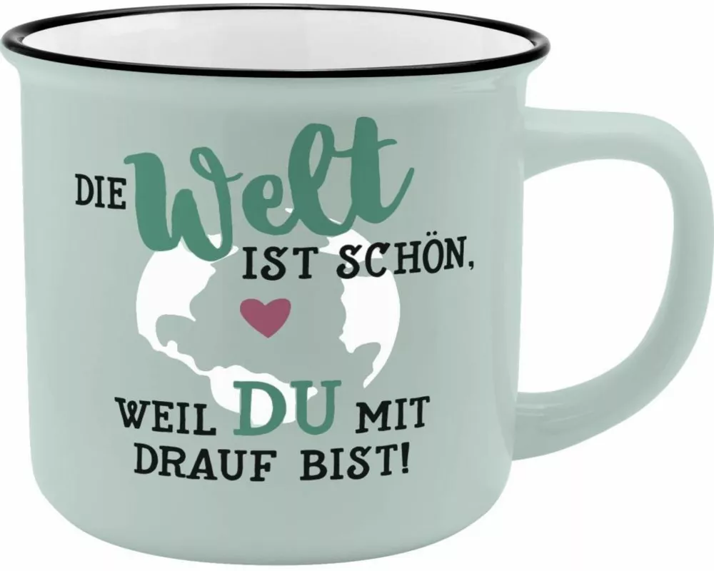 Gruss und Co 45775 Kaffee-Becher Welt, New Bone China Porzellan, 35 cl